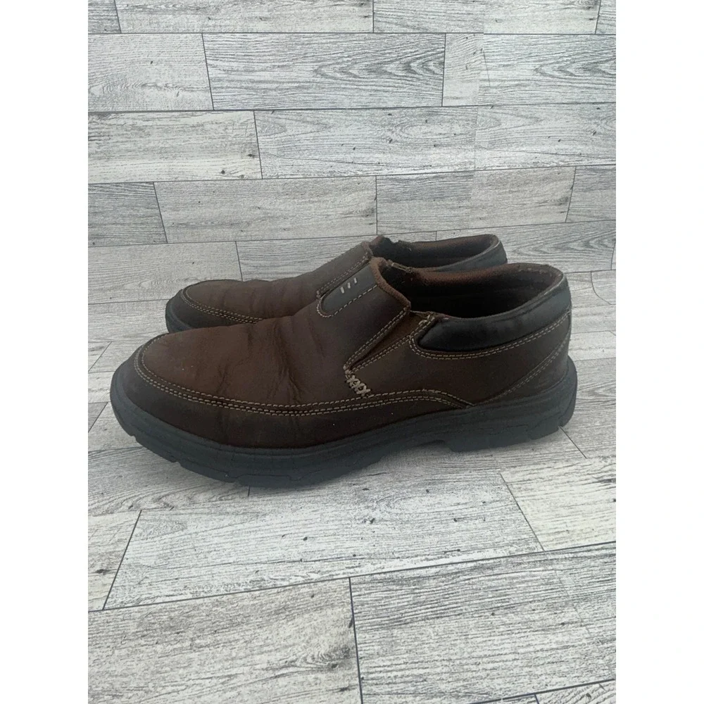 Skechers Relaxed Fit Mens Slip‎ On Shoes Brown Leather Memory Foam Size 9